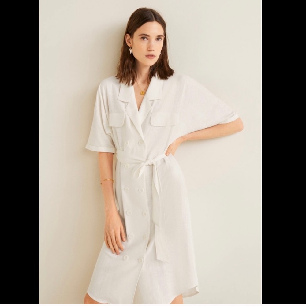 Mango Linen blended shirt dress